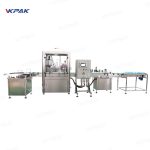 Avtomatska linija za polnjenje majhnih kozmetičnih steklenic, zamašitev, zapiranje in etiketiranje