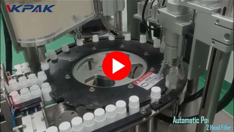 Monoblock stroj za polnjenje in zapiranje steklenic s prahom