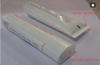welding samples from ultrasonic tubes sealer varjenje z vzorci.jpg
